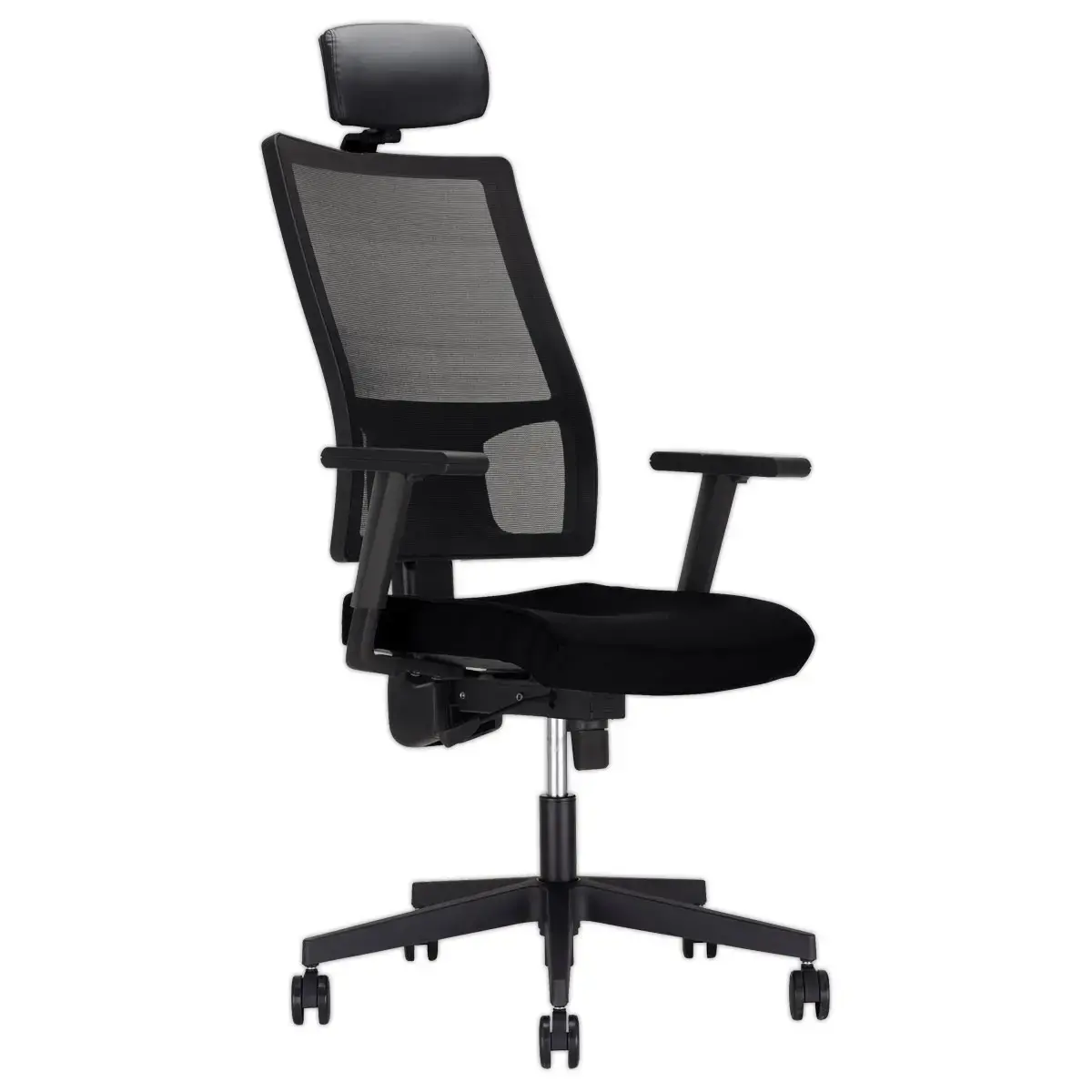 Si&egrave;ge de bureau synchrone Taktik avec t&ecirc;ti&egrave;re - Tissu et r&eacute;sille - Noir 