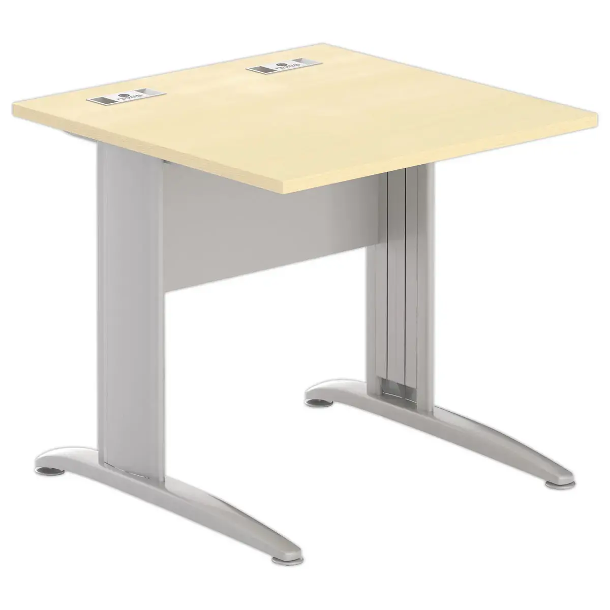 Table 80 x 80 h&ecirc;tre - pieds aluminium 
