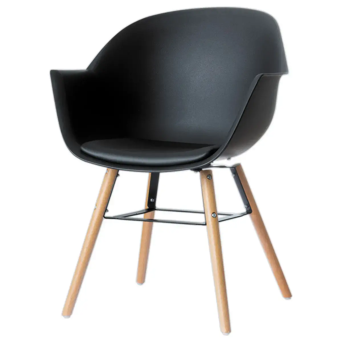 2 Fauteuils WISEMAN pieds hêtre assise noire montées