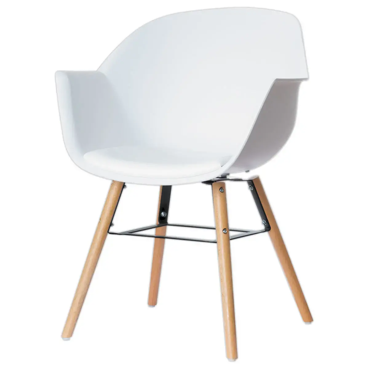 2 Fauteuils WISEMAN pieds hêtre assise blanche montés