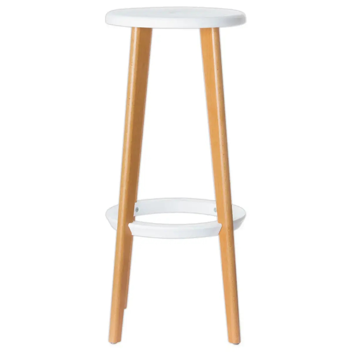 2 Tabourets WOODY pied hêtre assise blanche montés