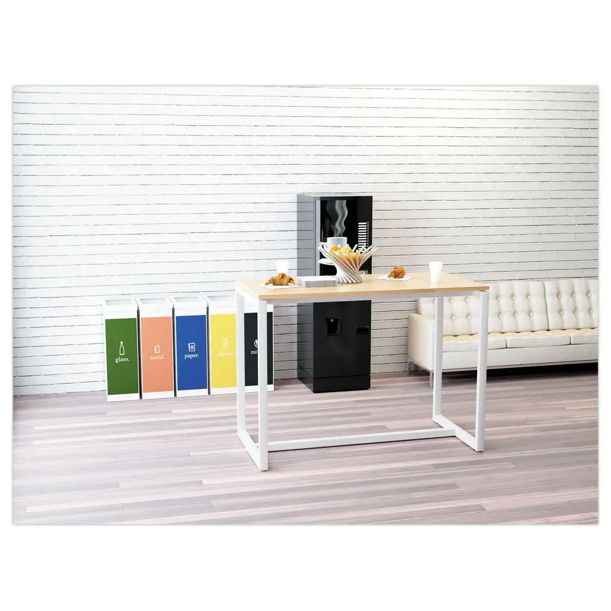 Table haute Easydesk - 150 x 75 cm - Pied blanc et plateau hêtre - PAPERFLOW