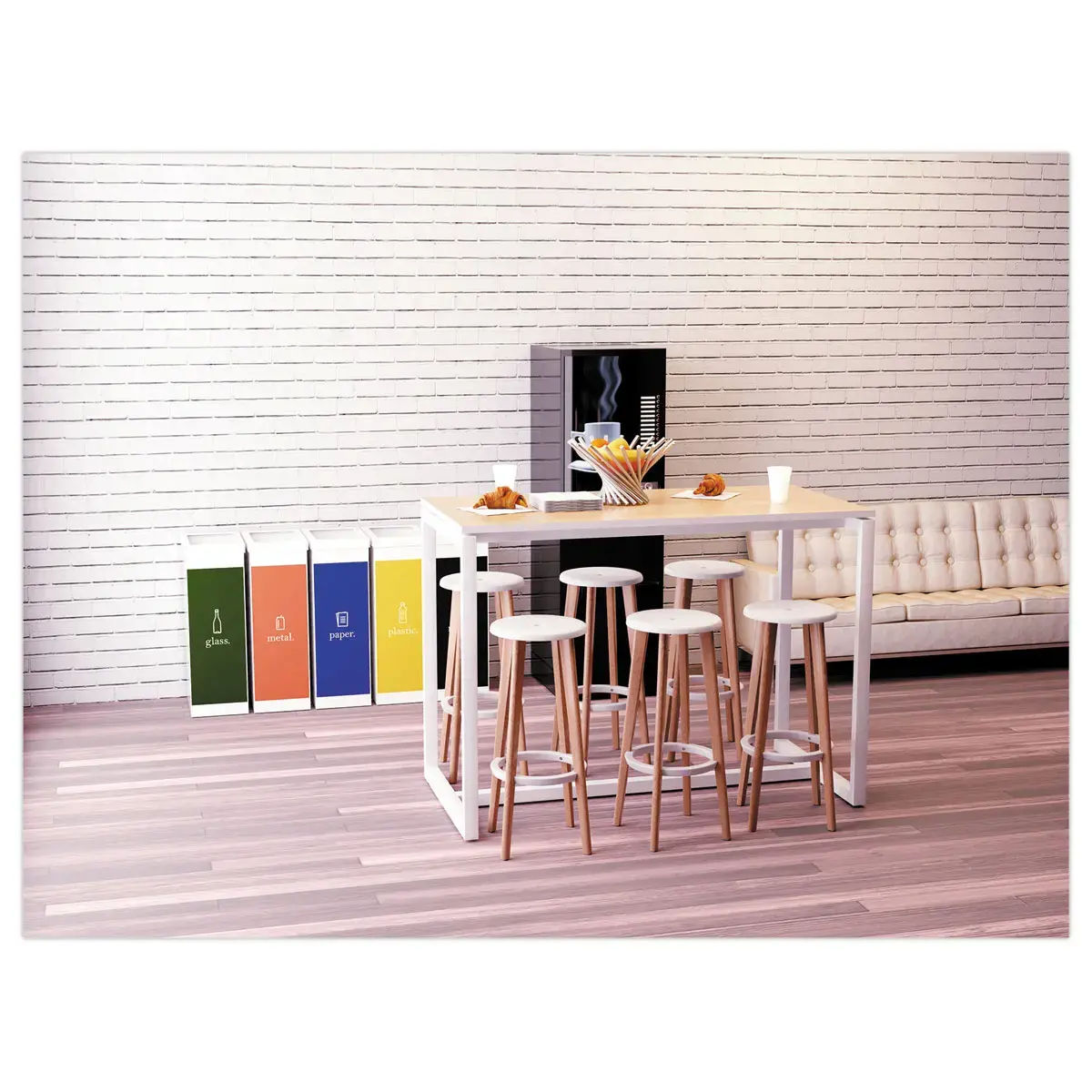Table haute Easydesk - 150 x 75 cm - Pied blanc et plateau hêtre - PAPERFLOW