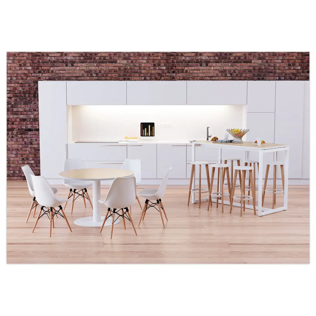 Table EASYDESK ronde Ø115cm pied blancplateau hêtre