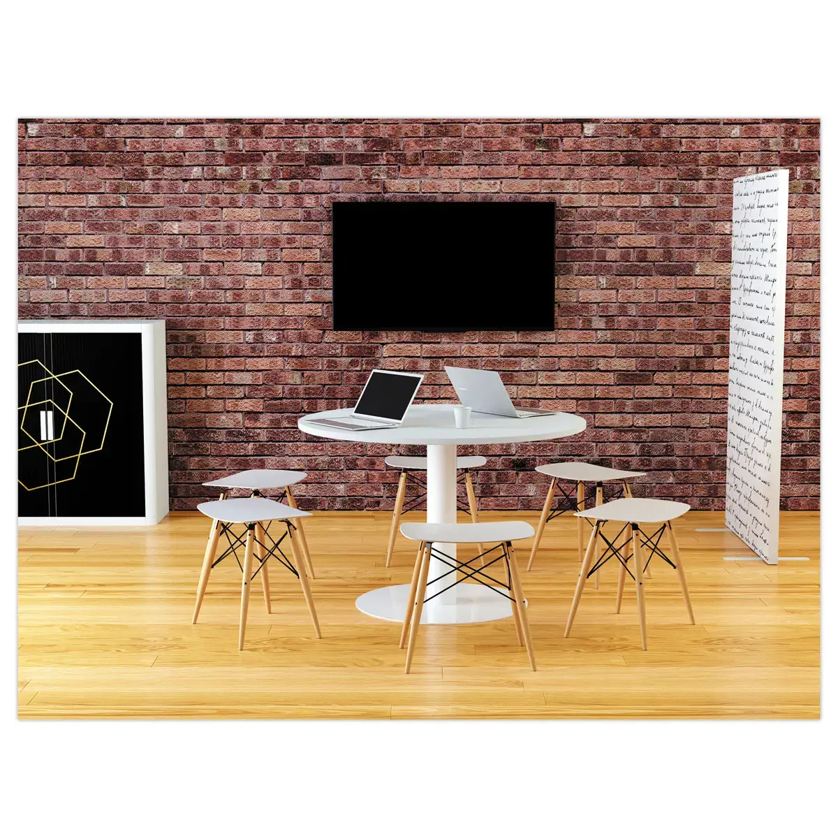 Table EASYDESK ronde Ø115cm pied blancplateau blanc