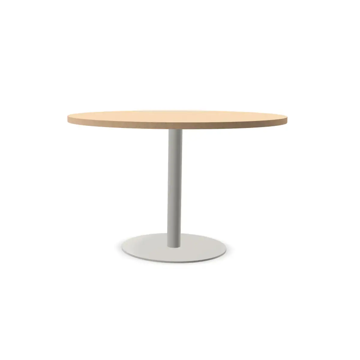 Table ronde diam 116 cm plateau h&ecirc;tre pied argent pied tulipe 