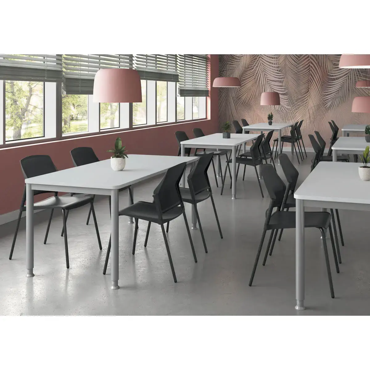 Table 140 x 80 blanc - pieds aluminium 