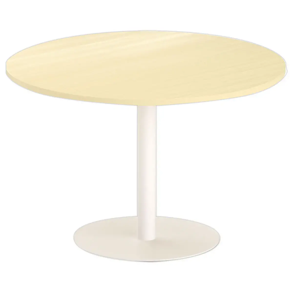 Table ronde diam 116 cm plateau h&ecirc;tre pied blanc pied tulipe 