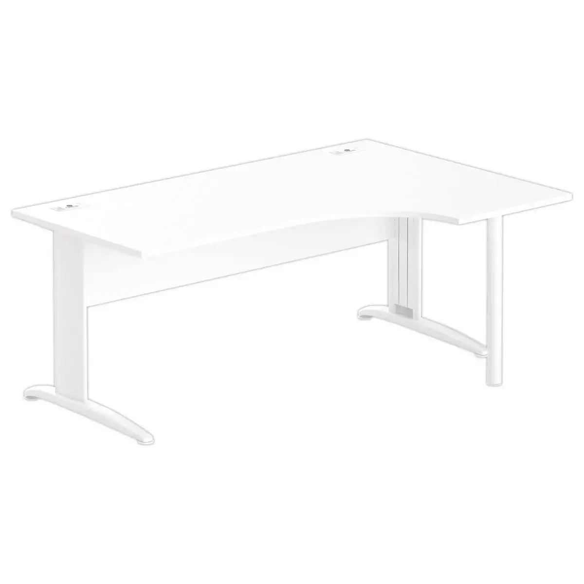 Bureau BUENOS AIRES compact retour &agrave; droite blanc/blanc, L180 