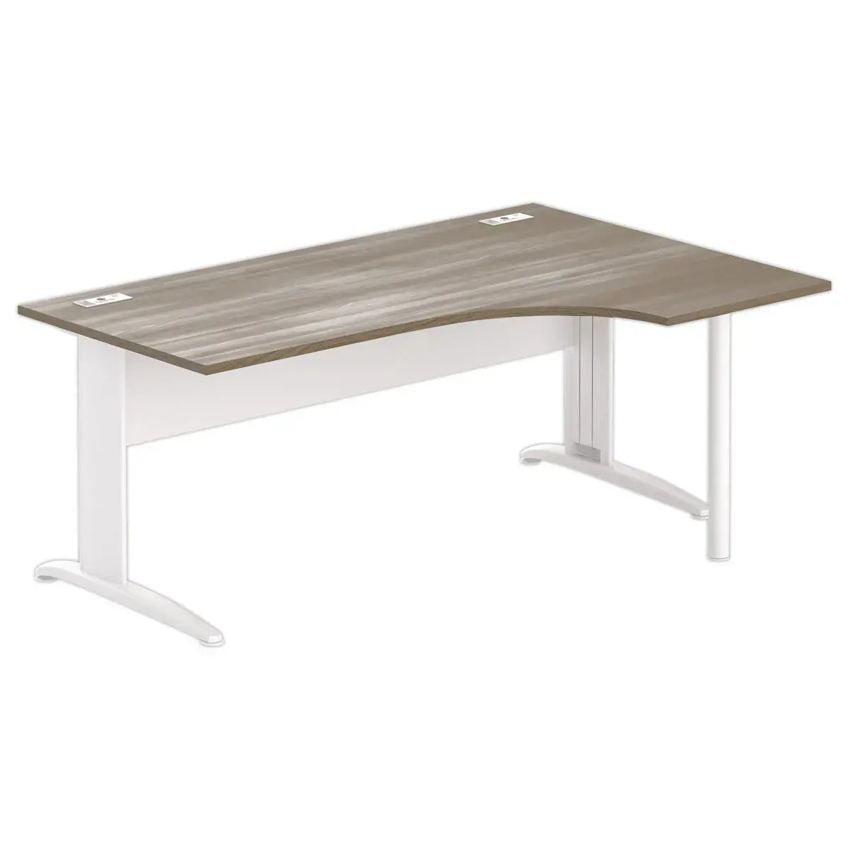 Bureau BUENOS AIRES compact retour à droite noyer/blanc, L180
