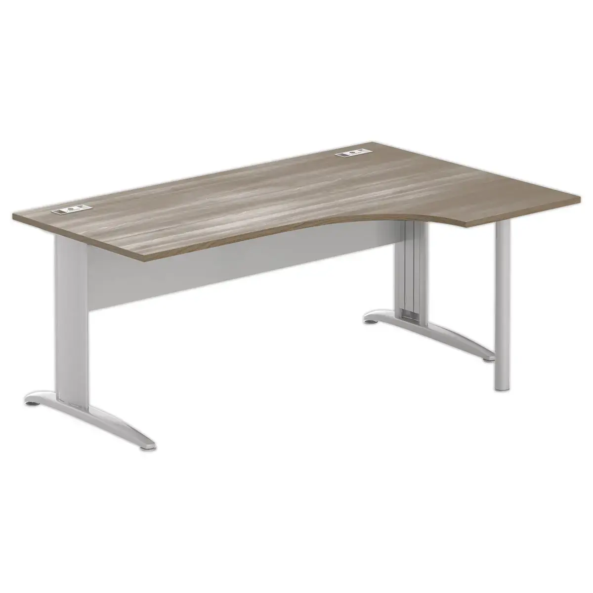 Bureau BUENOS AIRES compact retour &agrave; droite noyer/alu, L180 