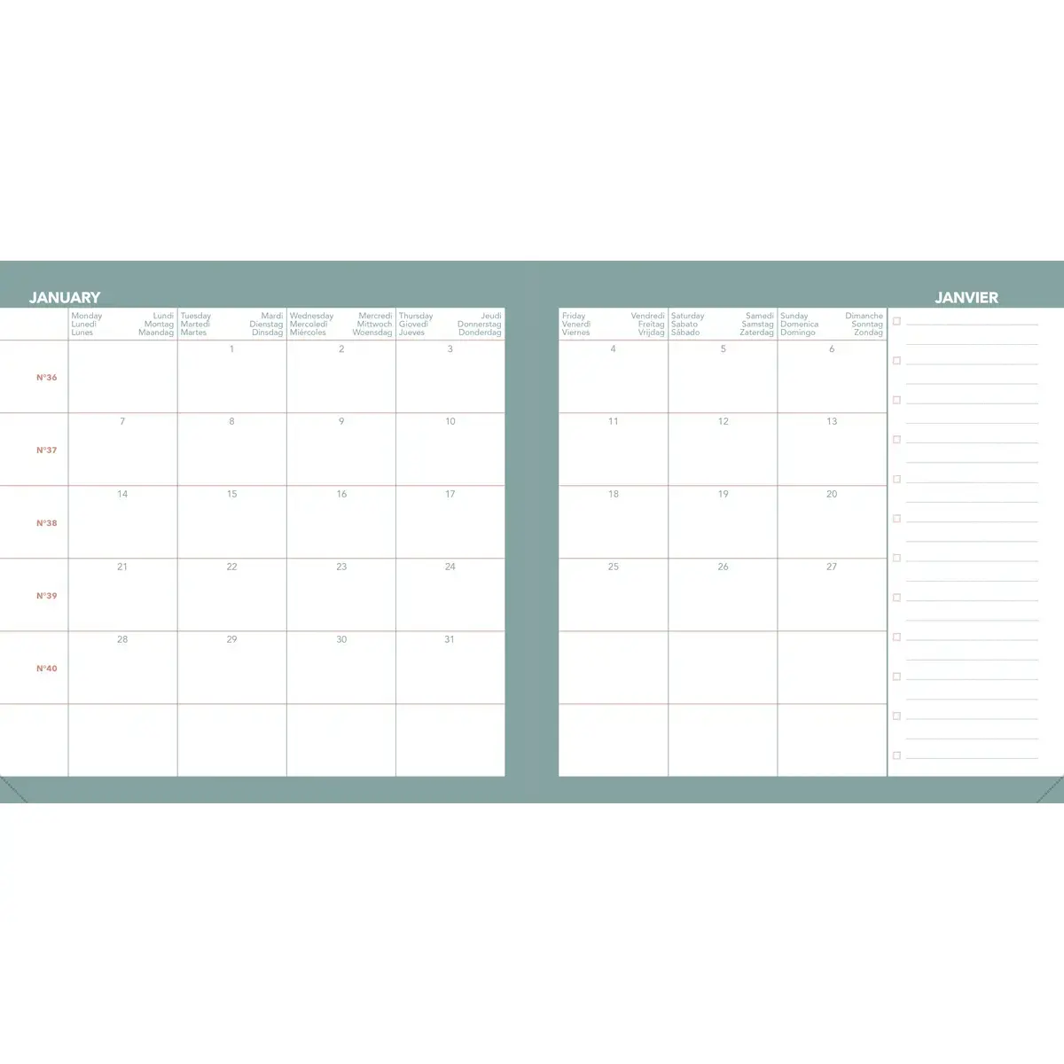 Agenda CELESTE - Ao&ucirc;t 2026 &agrave; Juillet 2027 - 16 x 16 cm - Quo Vadis 