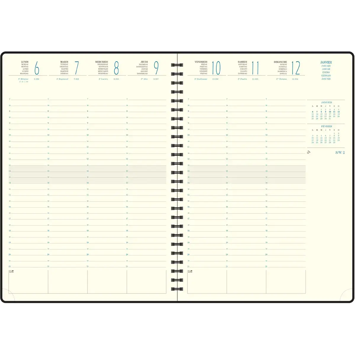 Agenda semainier  Swan - 21x29,7cm - Bleu p&eacute;trole - Janvier &agrave; d&eacute;cembre - EXACOMPTA 