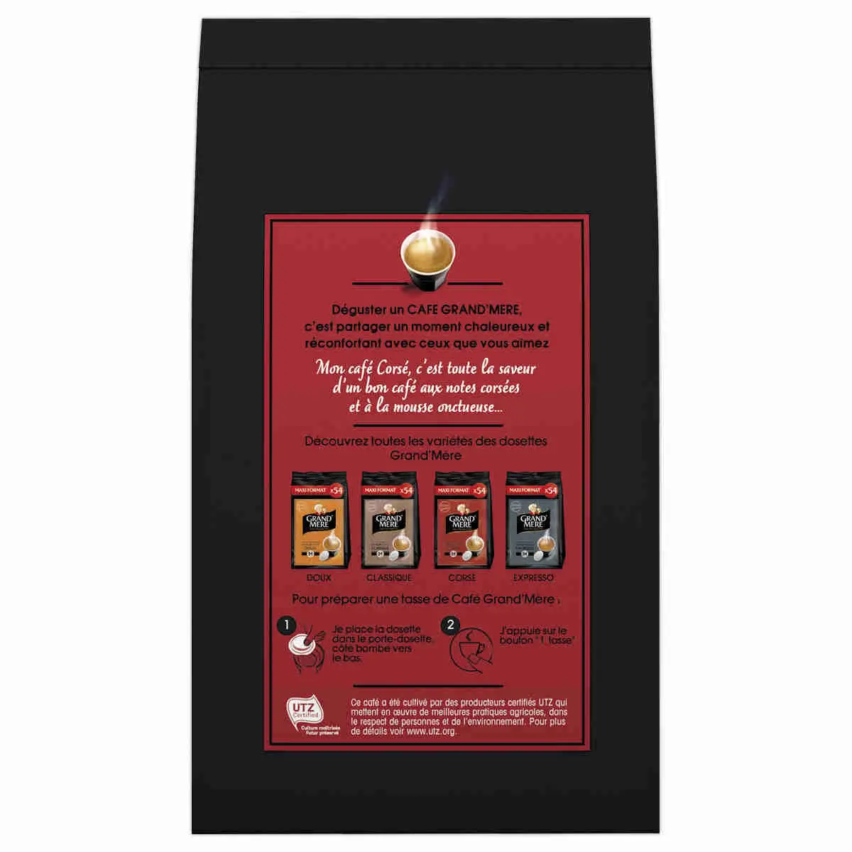 54 Dosettes de café pour machine Senseo - Corsé - GRAND'MERE