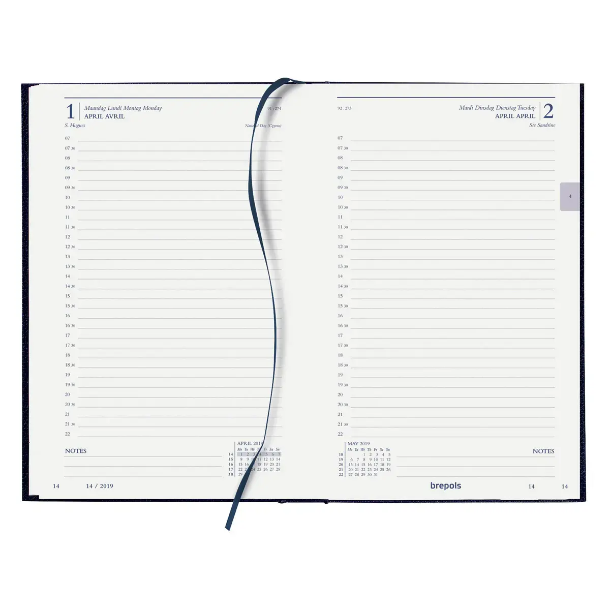 Agenda journalier Essenz - 13,5x20,8 cm - Anthracite - Septembre à septembre - BREPOLS