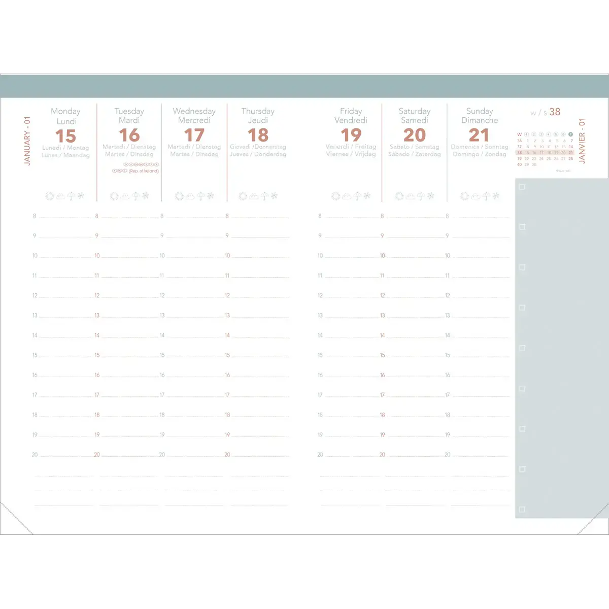 Agenda semainier AFFAIRES COLOR ML Ella - 10x15 cm - Beige - Décembre à décembre - QUO VADIS