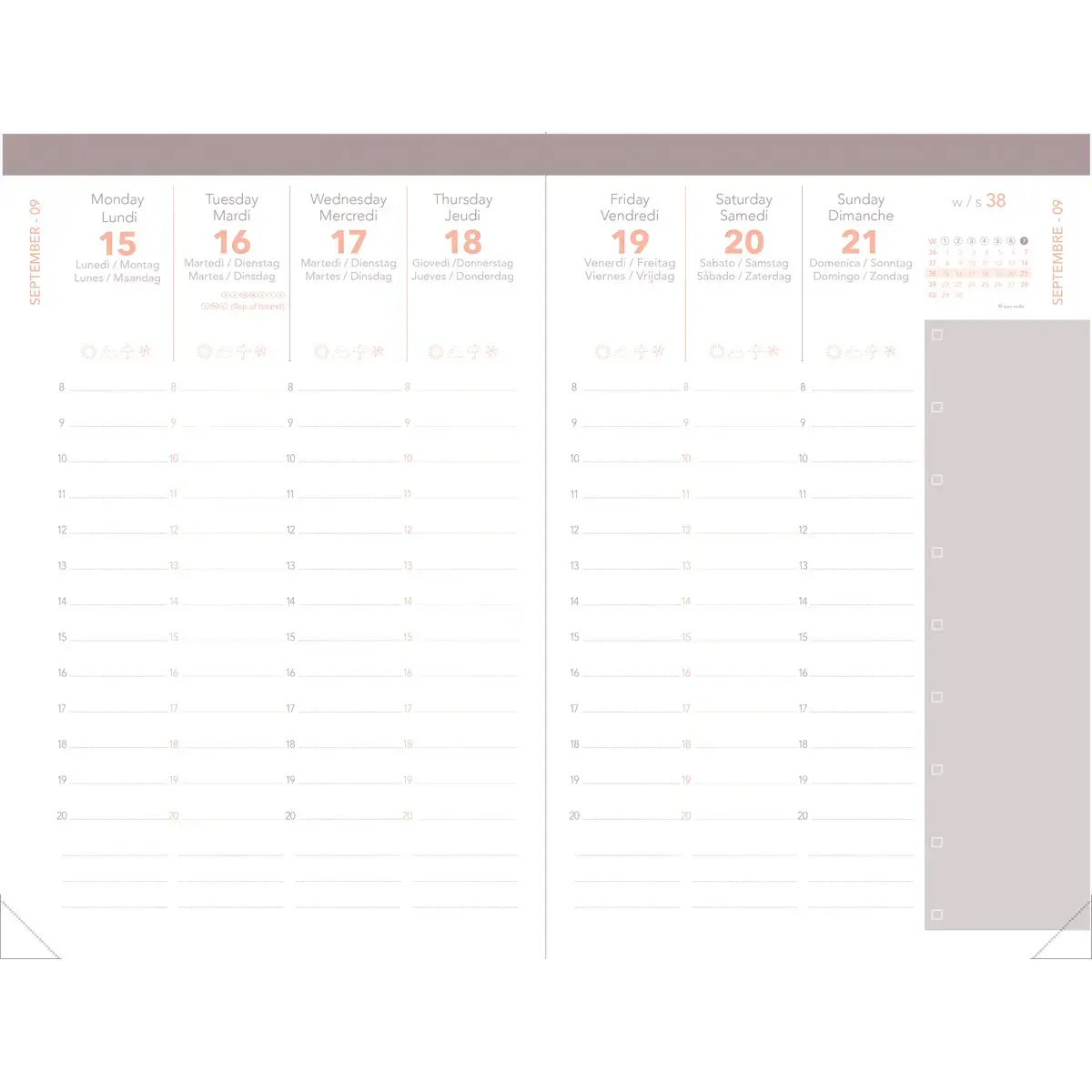 Agenda semainier AFFAIRES COLOR ML Ella - 10x15 cm - Beige - Décembre à décembre - QUO VADIS