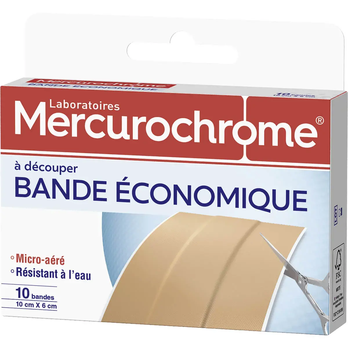 10 Bandes de pansements à découper - MERCUROCHROME