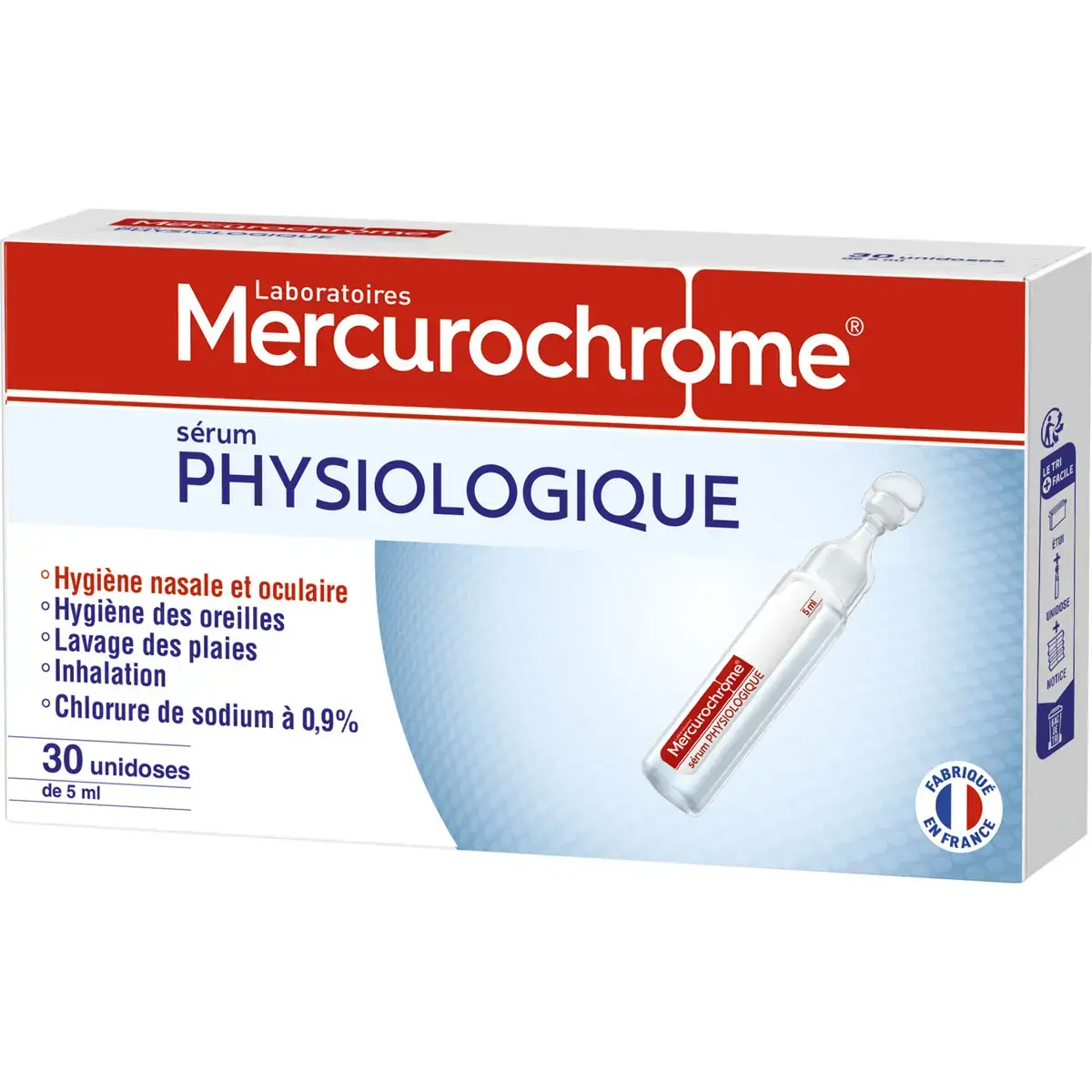 30 Unidoses stériles de sérum physiologique - 5 ml - Mercurochrome