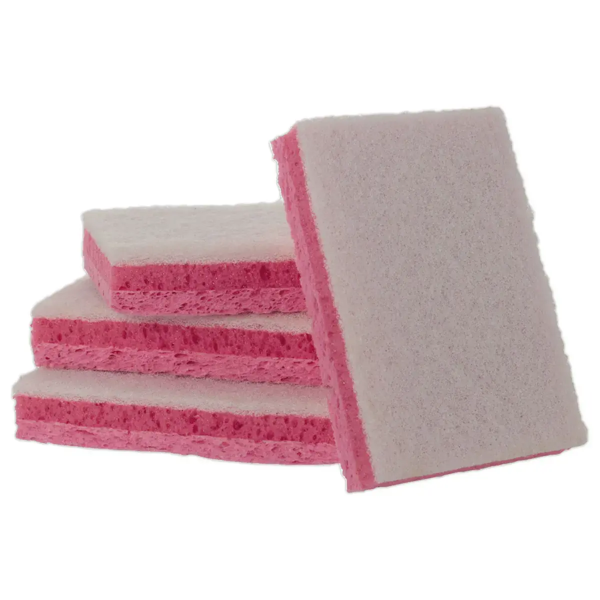 Tampon blanc non rayant sur éponge rose tri-couche