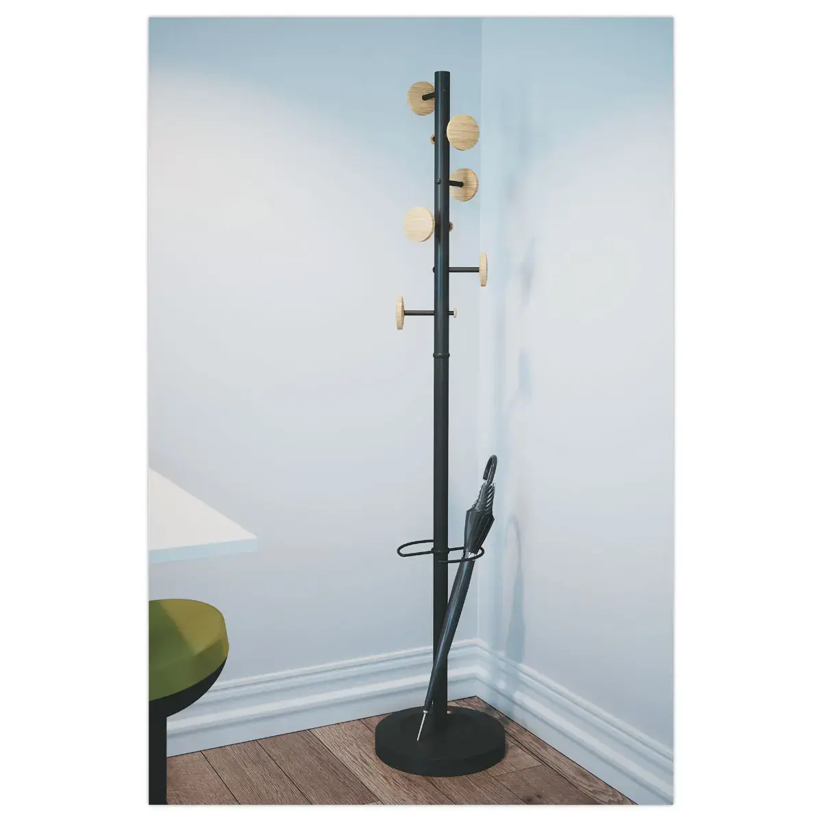 Portemanteau 6 pat&egrave;res bois MUSIC - Noir - ALBA 
