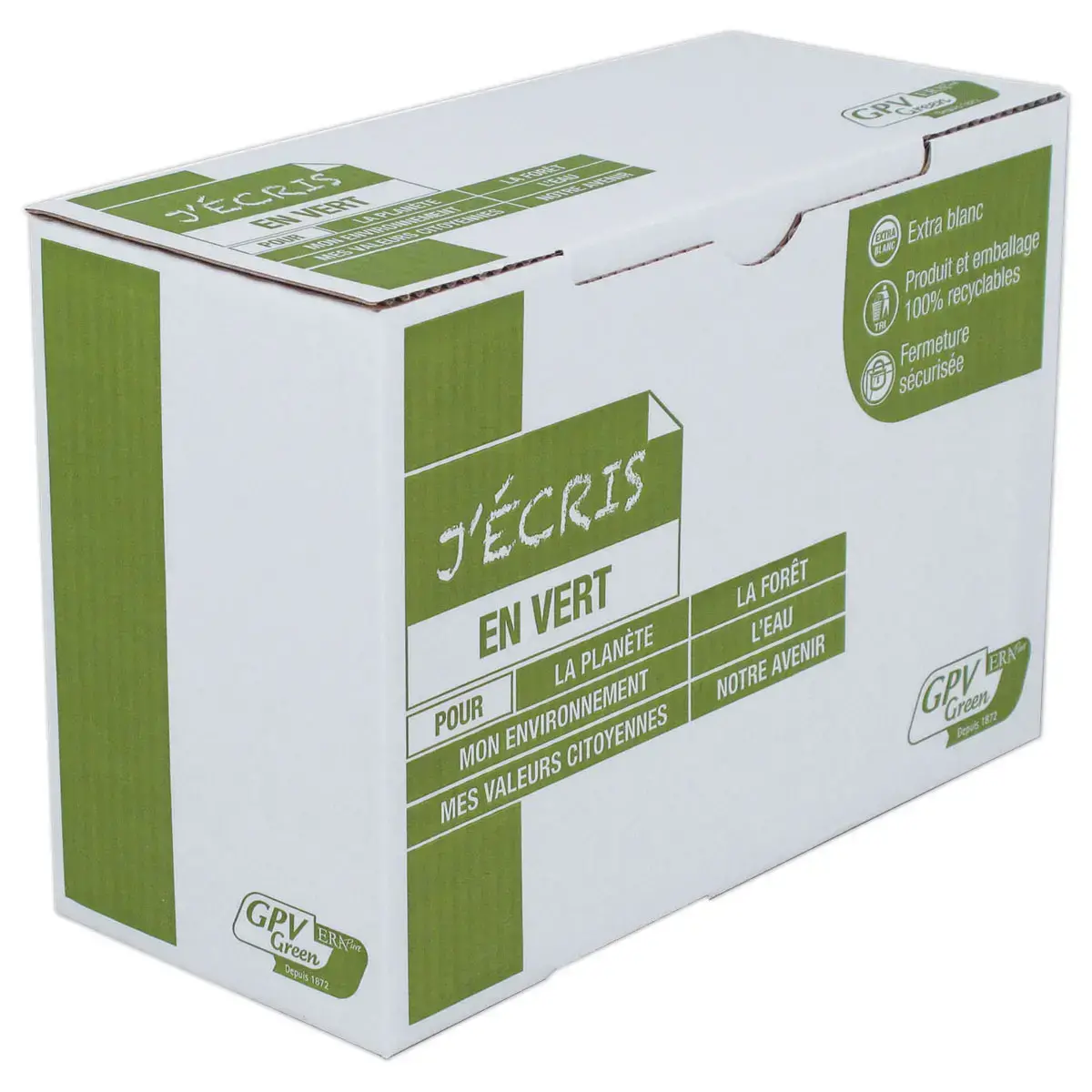 250 Pochettes blanches bande siliconée - 229x324 mm - avec fenêtre - 90g - GPV GREEN ERA PURE