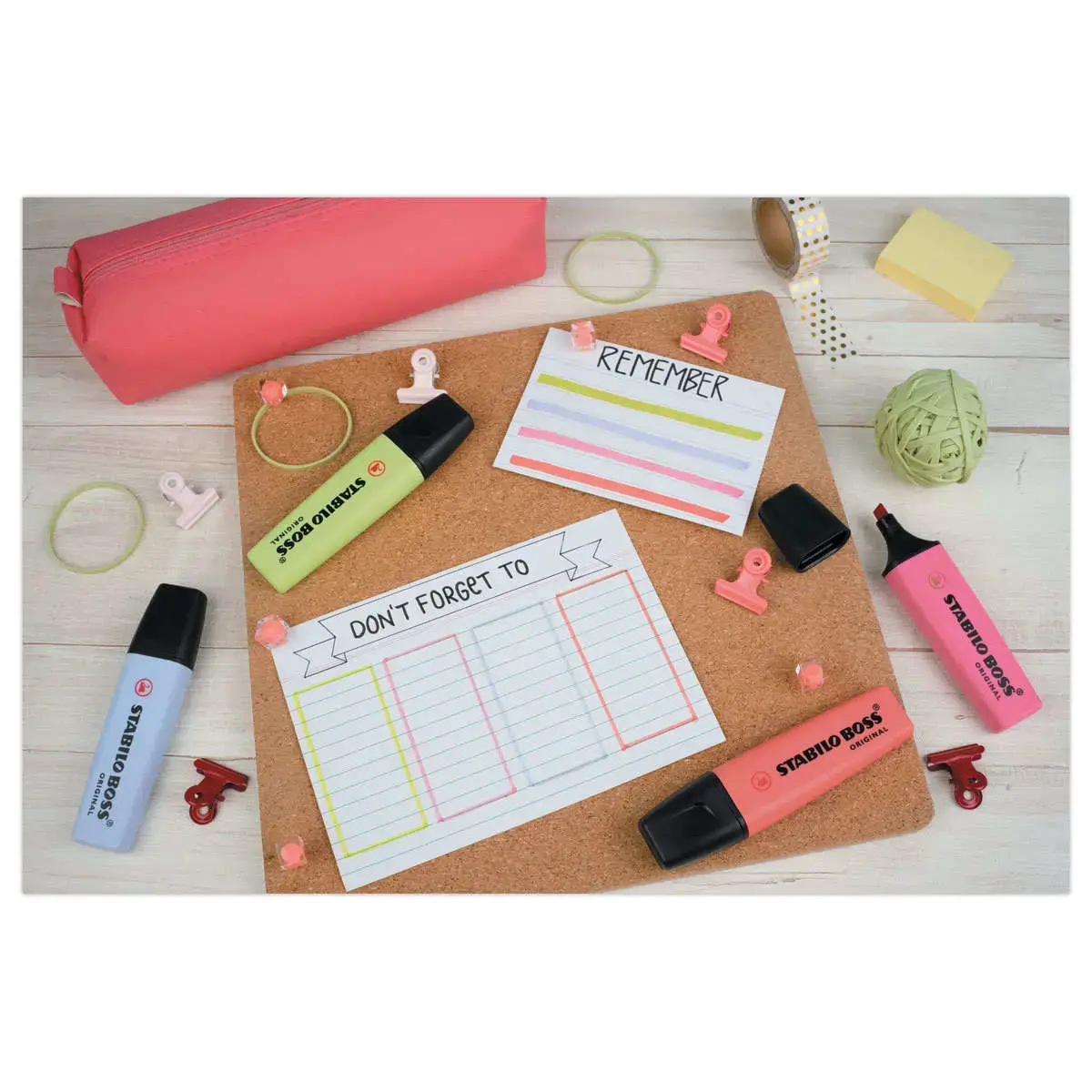 4 Surligneurs BOSS ORIGINAL Pastel - Pointe biseautée - Menthe / Lilas / Rose / Turquoise - STABILO