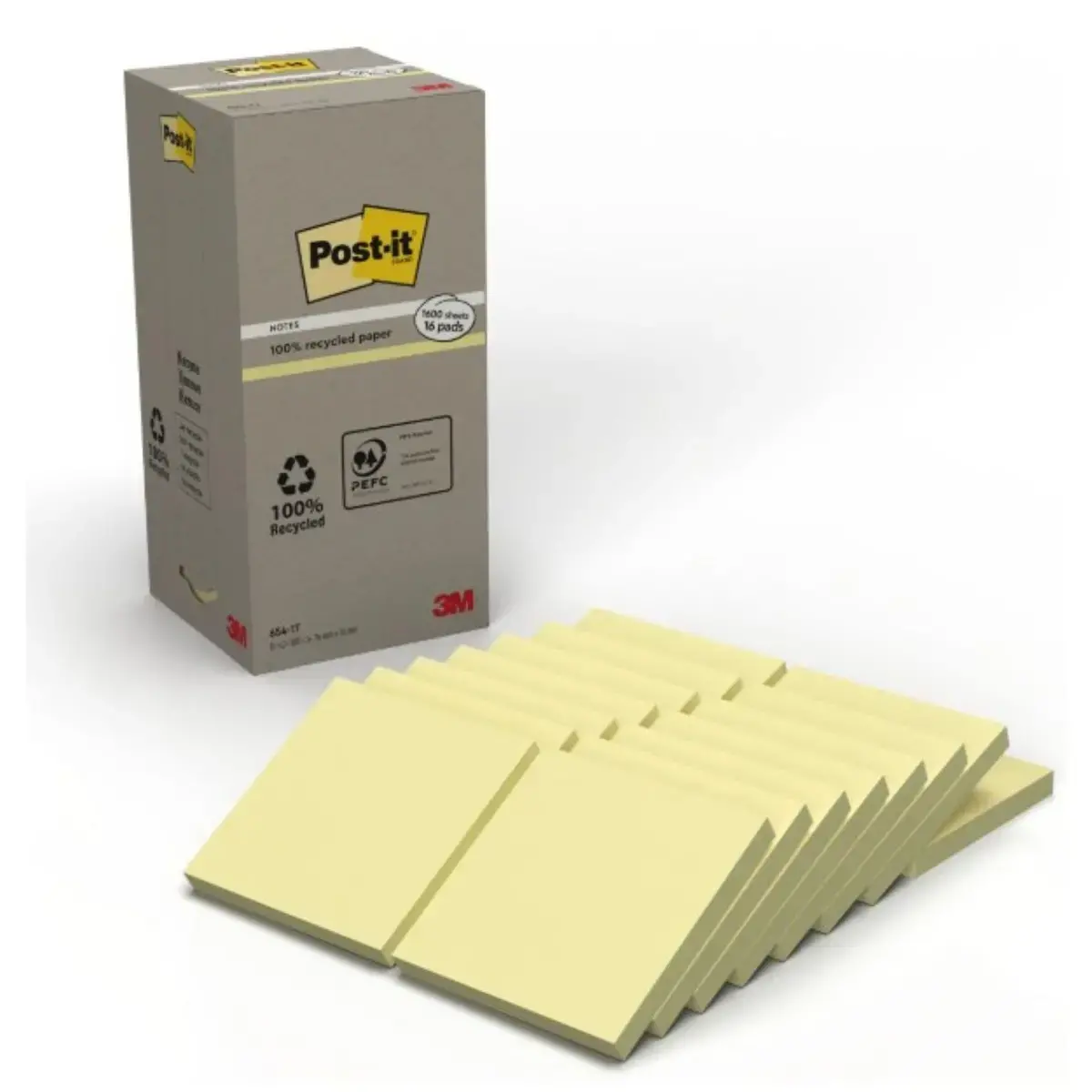 16 Blocs de notes repositionnables recyclées - 76 x 76 mm - Post-It
