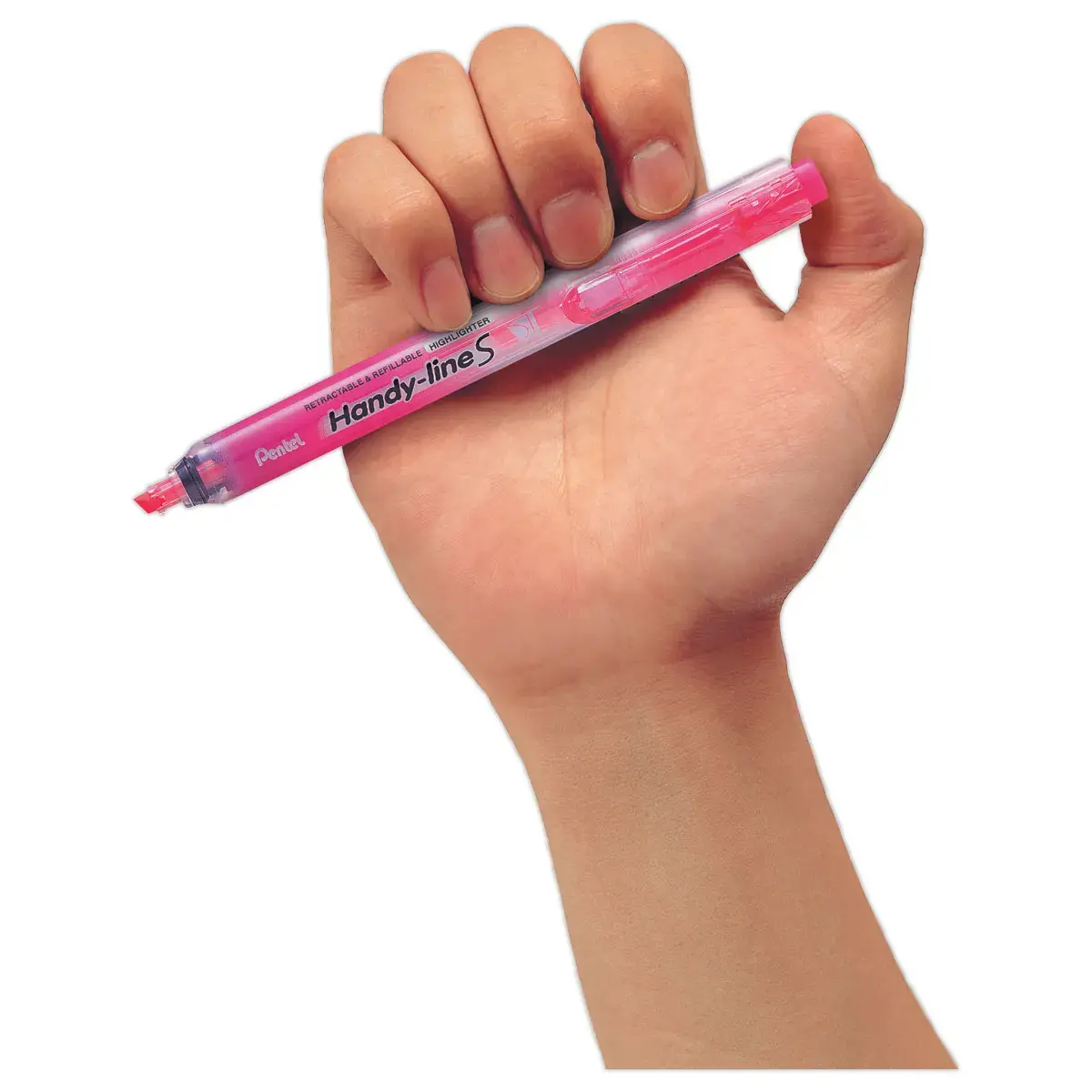 Surligneur r&eacute;tractable - pointe biseaut&eacute;e - rose - PENTEL 