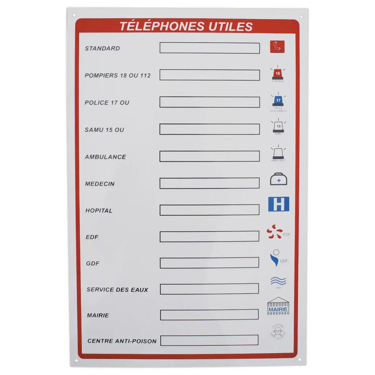 Panneau téléphones utiles - VISO