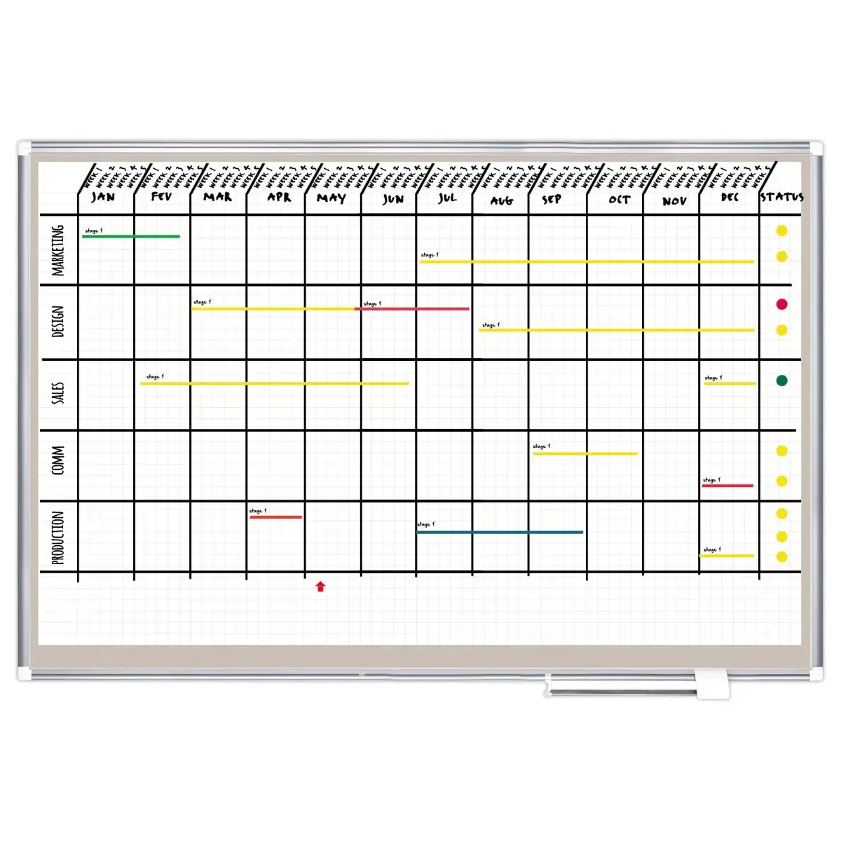Planning magnétique Kanban - 180 x 120 cm - Cases 25 mm - BI-OFFICE