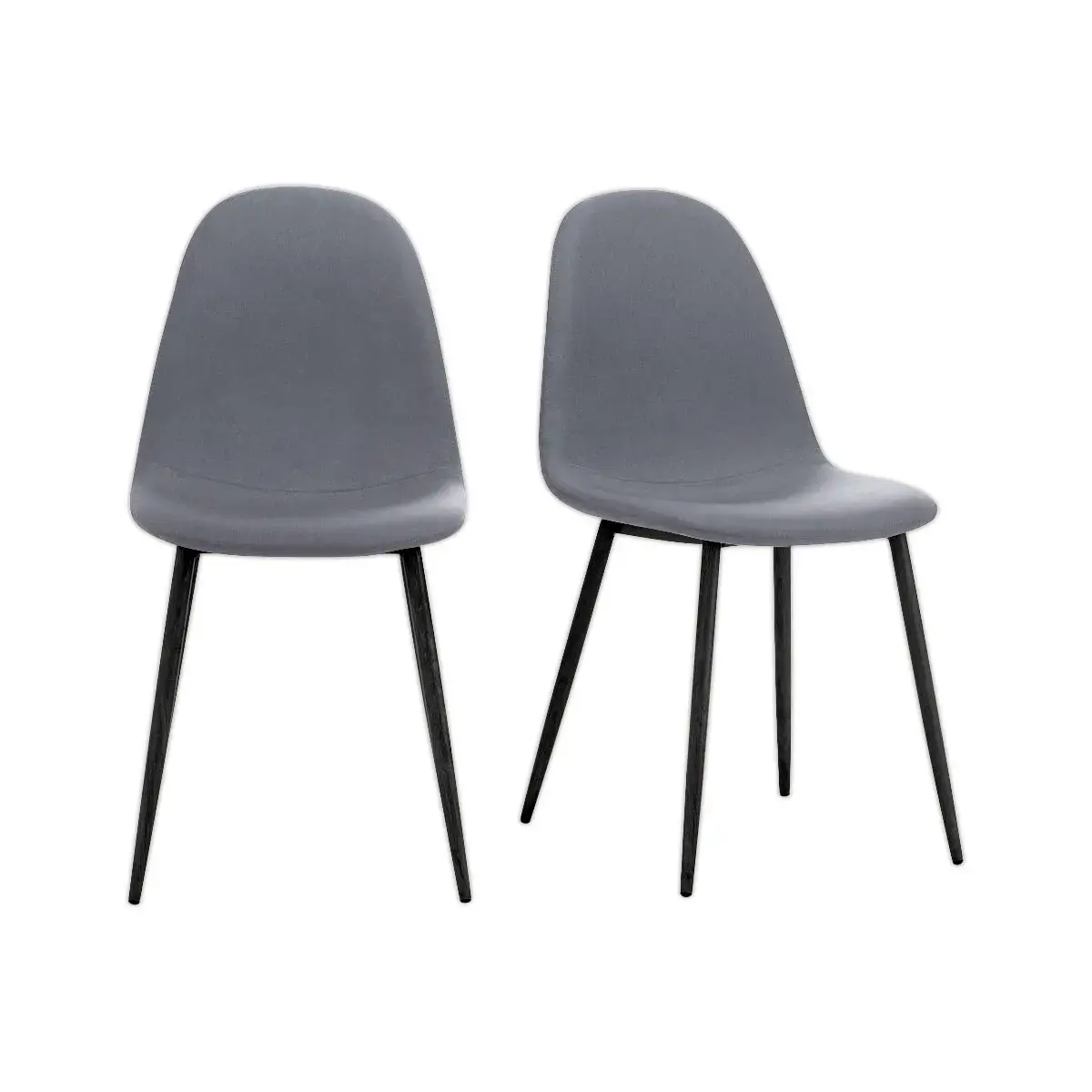 2 Chaises MUST H87 x P54 x L45 cm pied noir assise grise