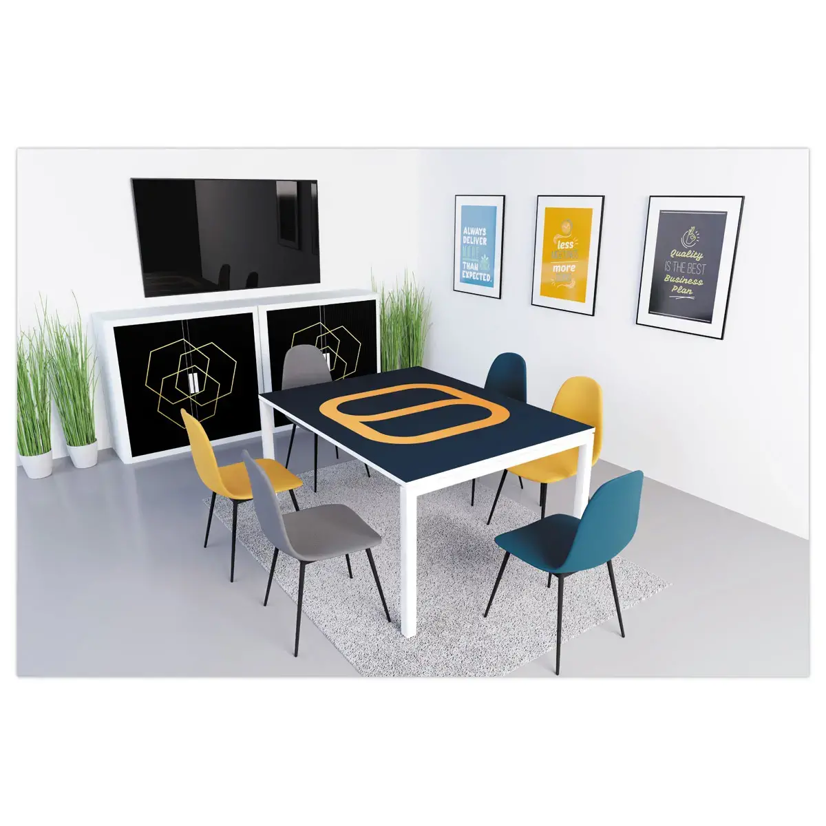 2 Chaises MUST H87 x P54 x L45 cm pied noir assise grise