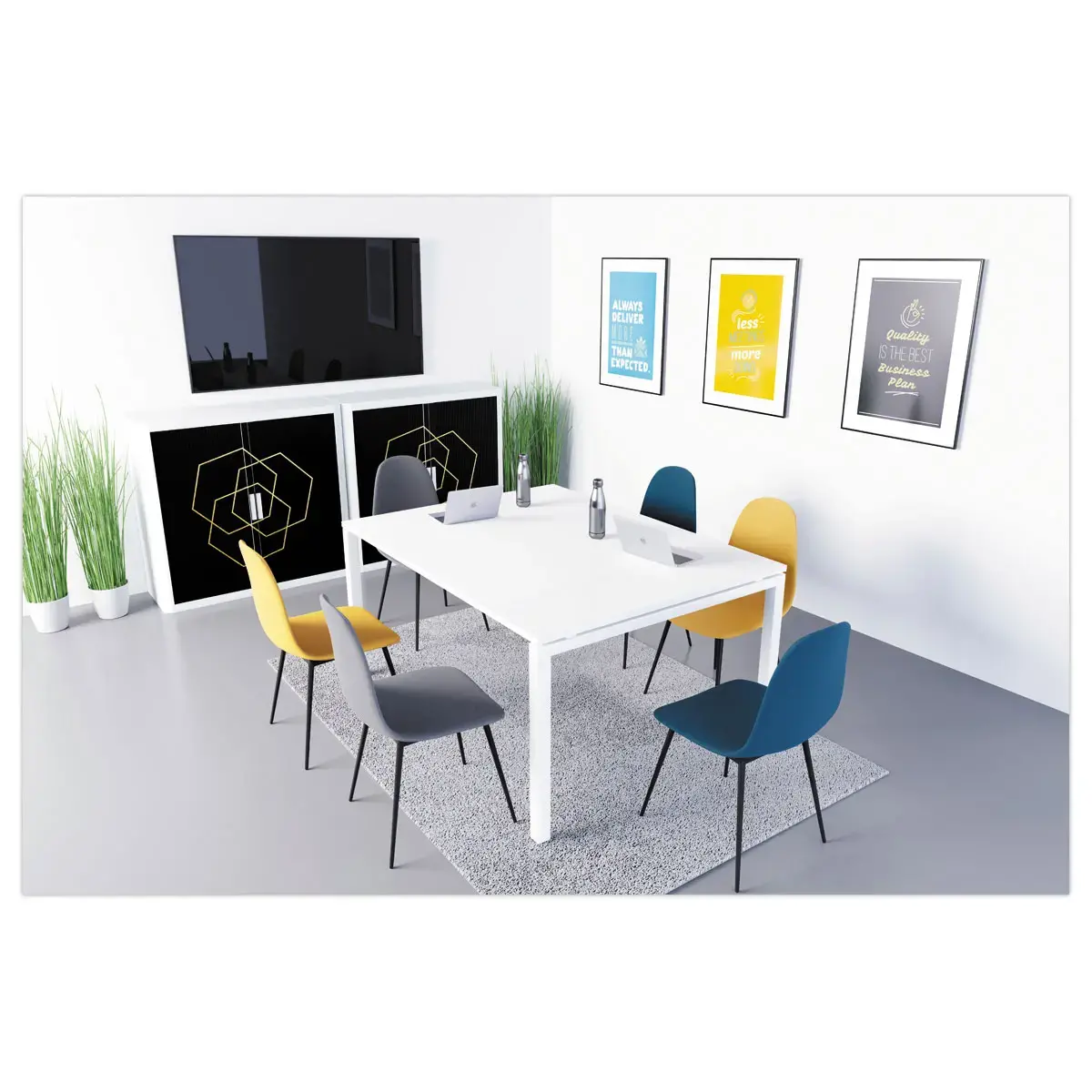 2 Chaises MUST H87 x P54 x L45 cm pied noir assise grise