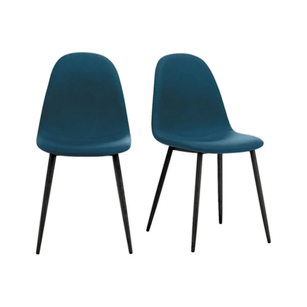2 Chaises MUST H87 x P54 x L45 cm pied noir assise bleue