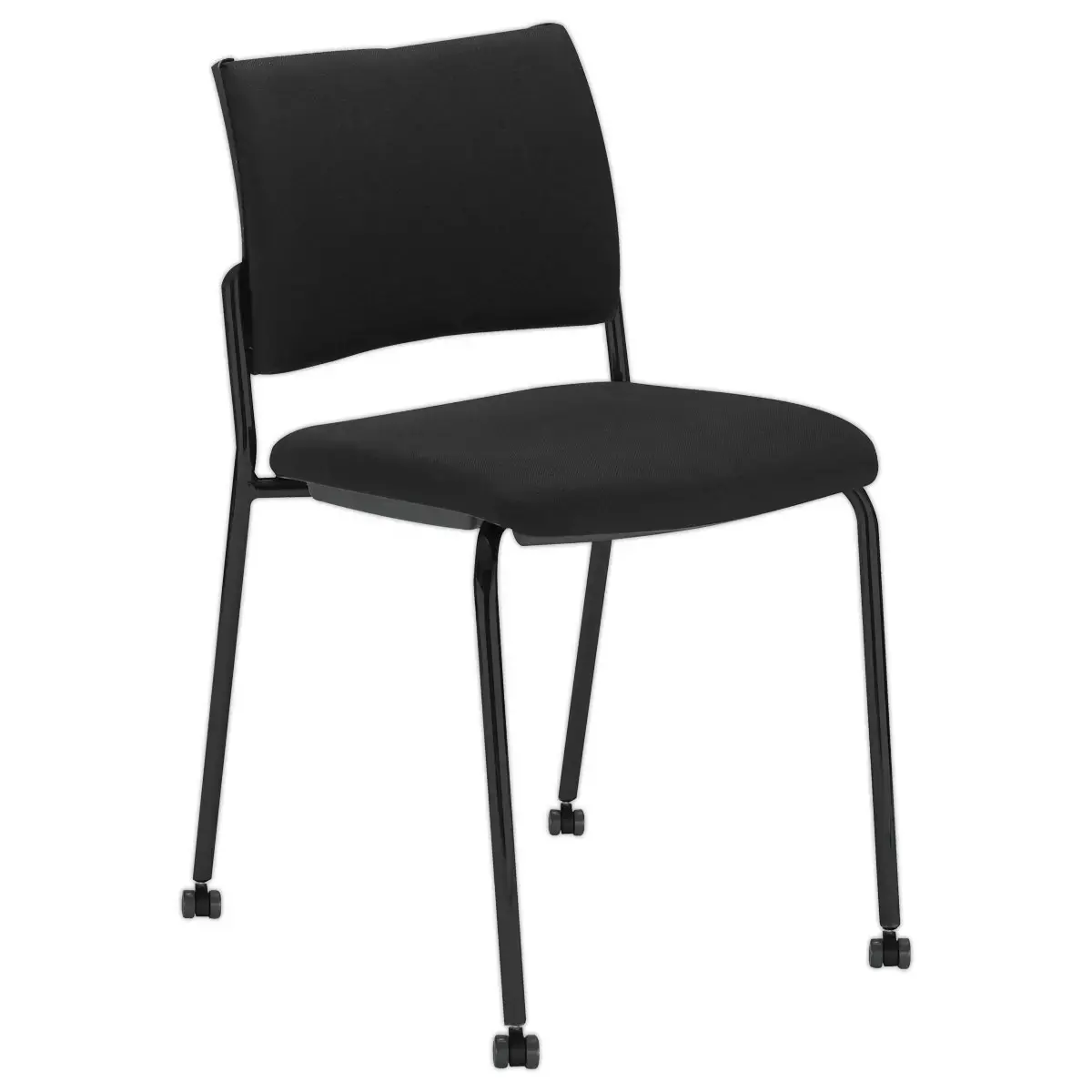 Chaise tissu noir 4 pieds sur roulettes