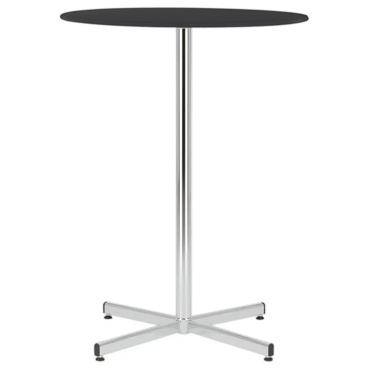 Table Cruzo H1100 Chromée mélaminé noir ø 600 x 25 mm montée