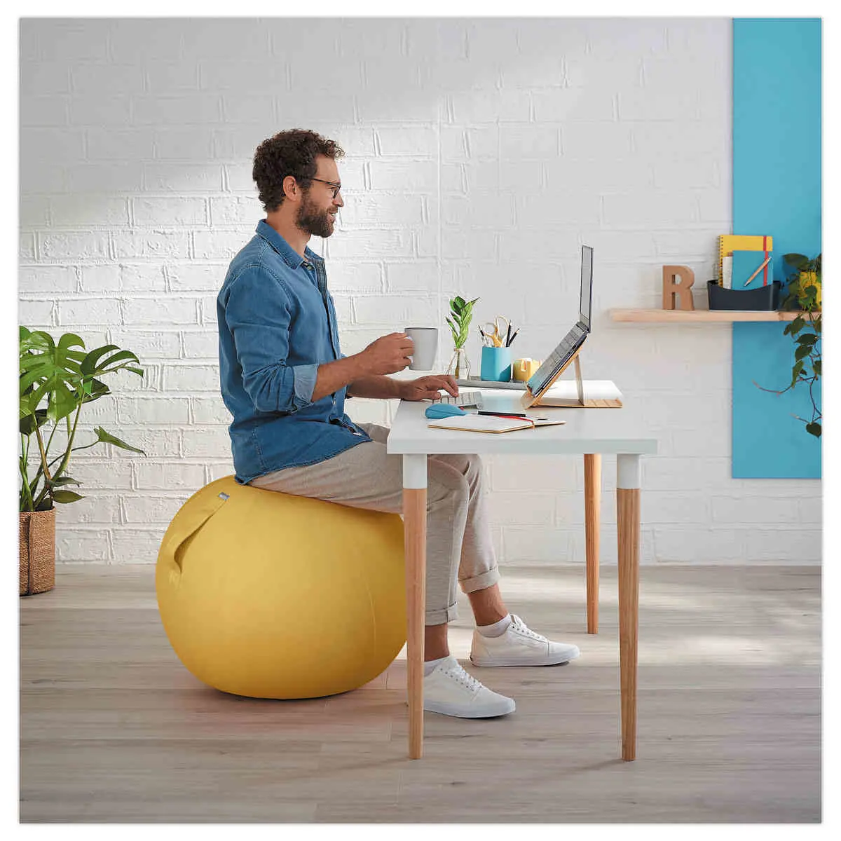 Ballon assise ergonomique Ergo Cosy Active - Ø 65 cm - Jaune - Leitz