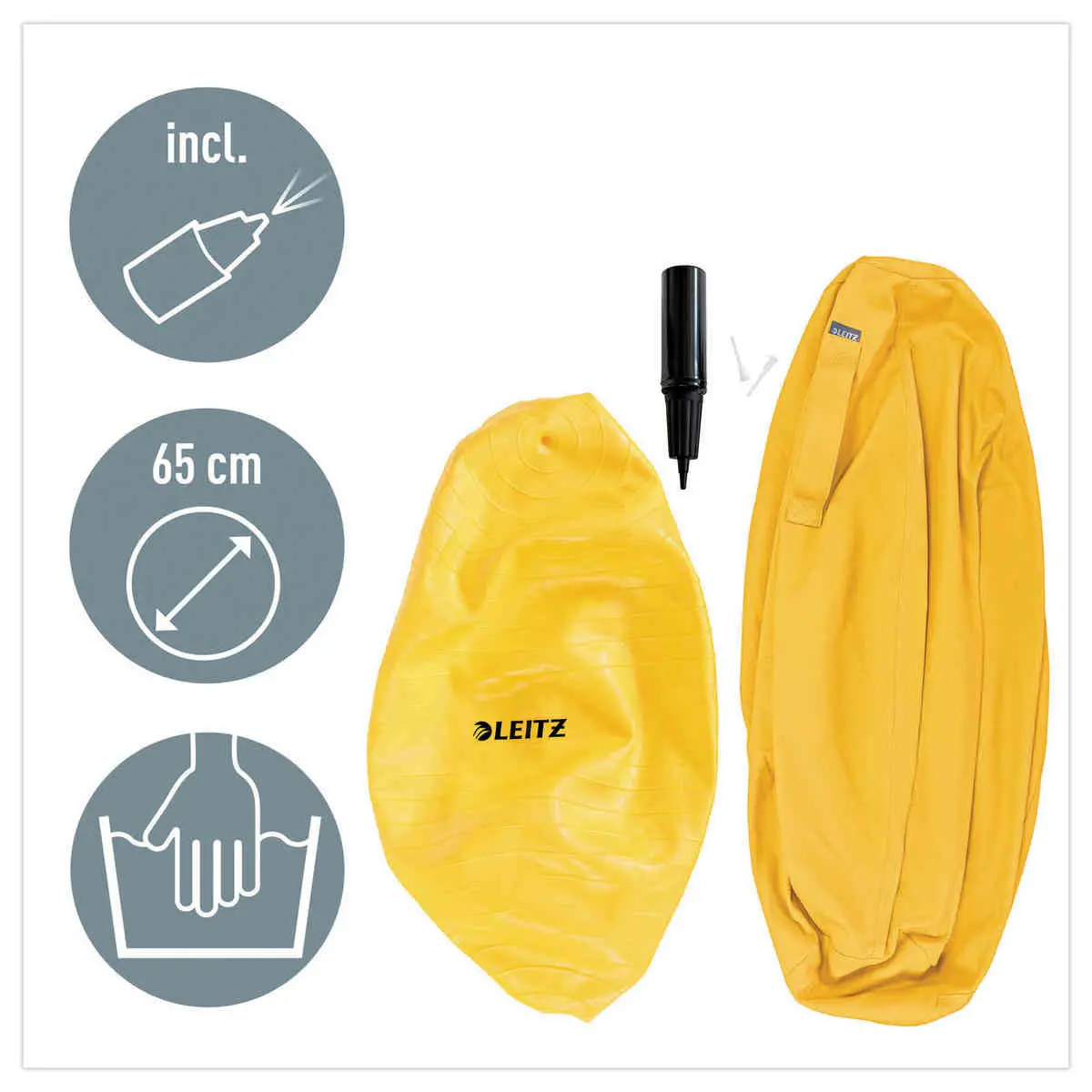 Ballon assise ergonomique Ergo Cosy Active - Ø 65 cm - Jaune - Leitz
