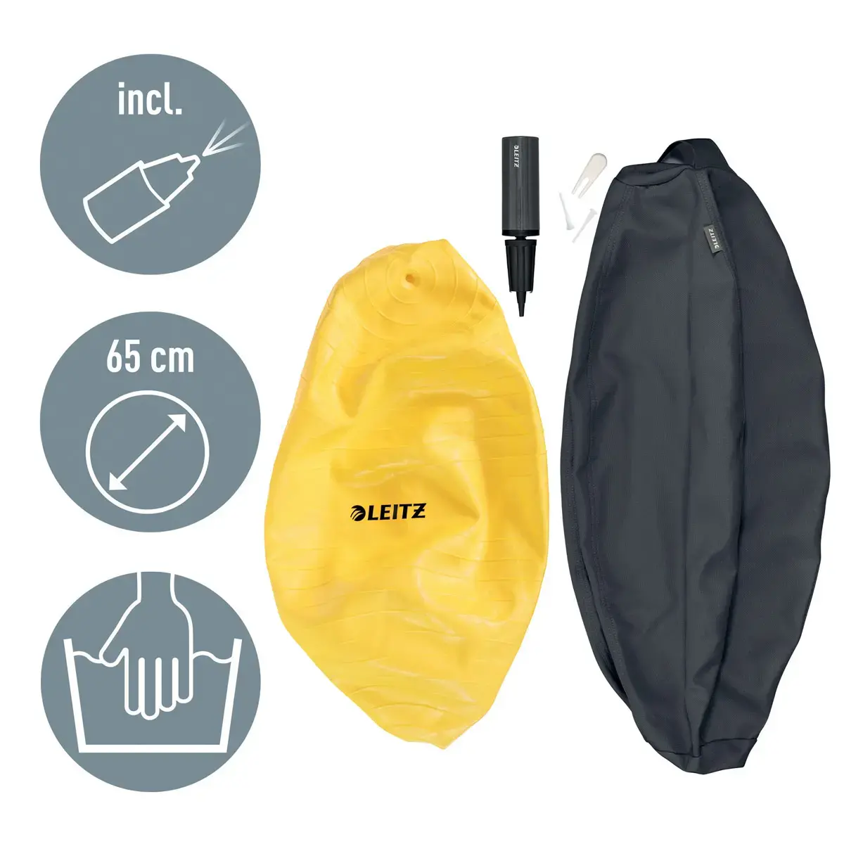 Ballon assise ergonomique Ergo Cosy Active - Ø 65 cm - Noir - Leitz
