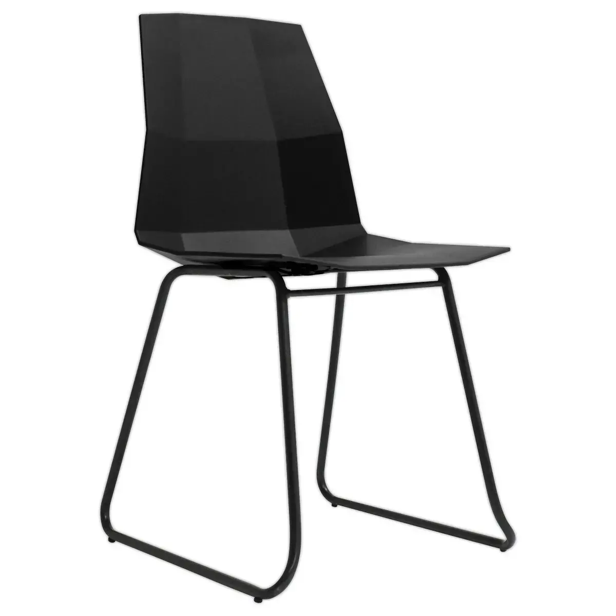 2 Chaises cube pieds forme trapèze noirsassise noire montées