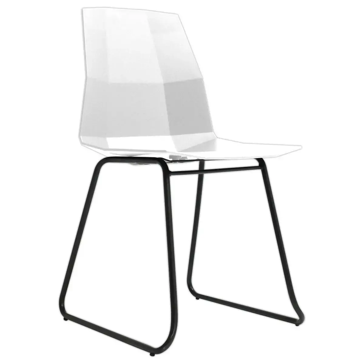 2 Chaises cube pieds trapèze noirs assise blanche