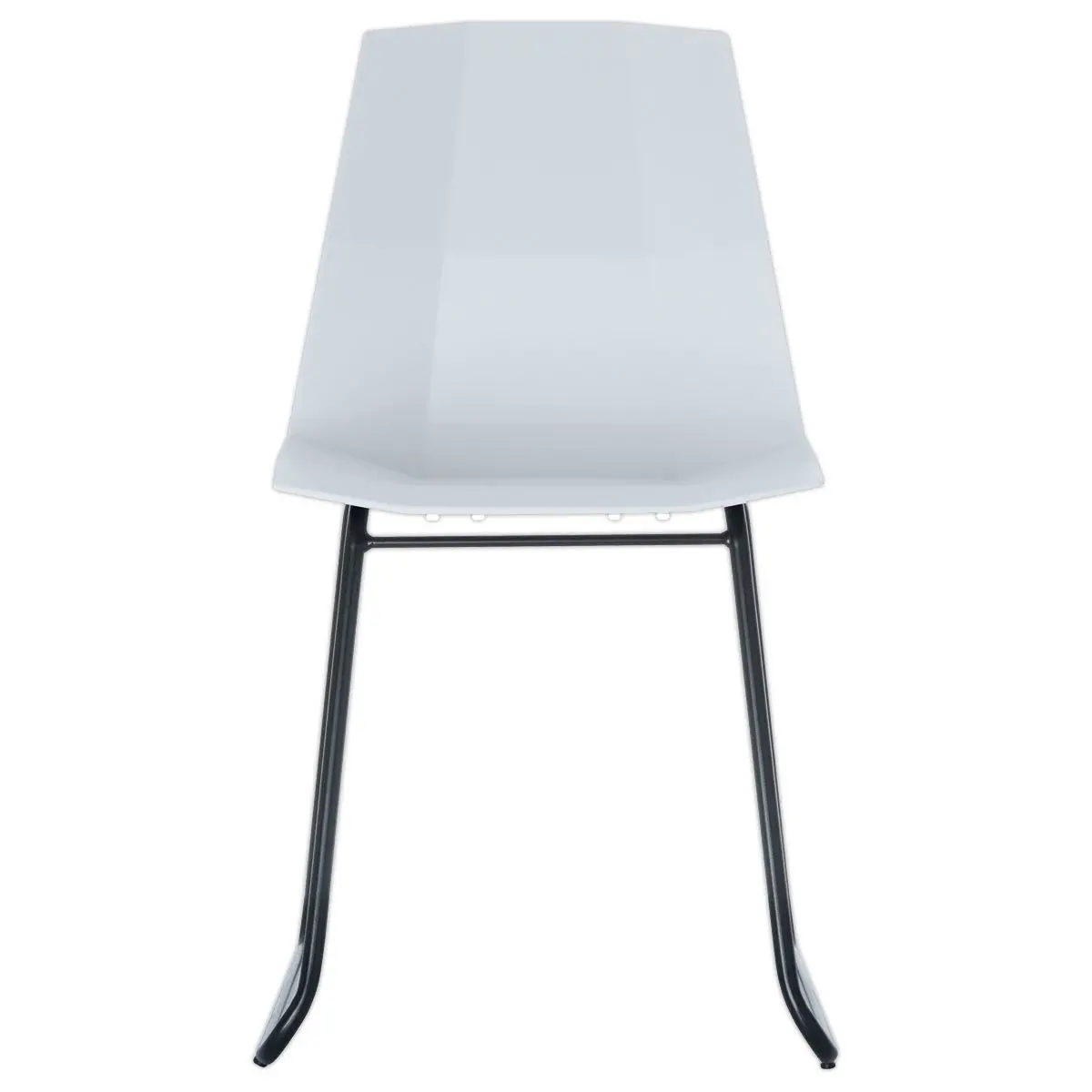 2 Chaises cube pieds trapèze noirs assise blanche