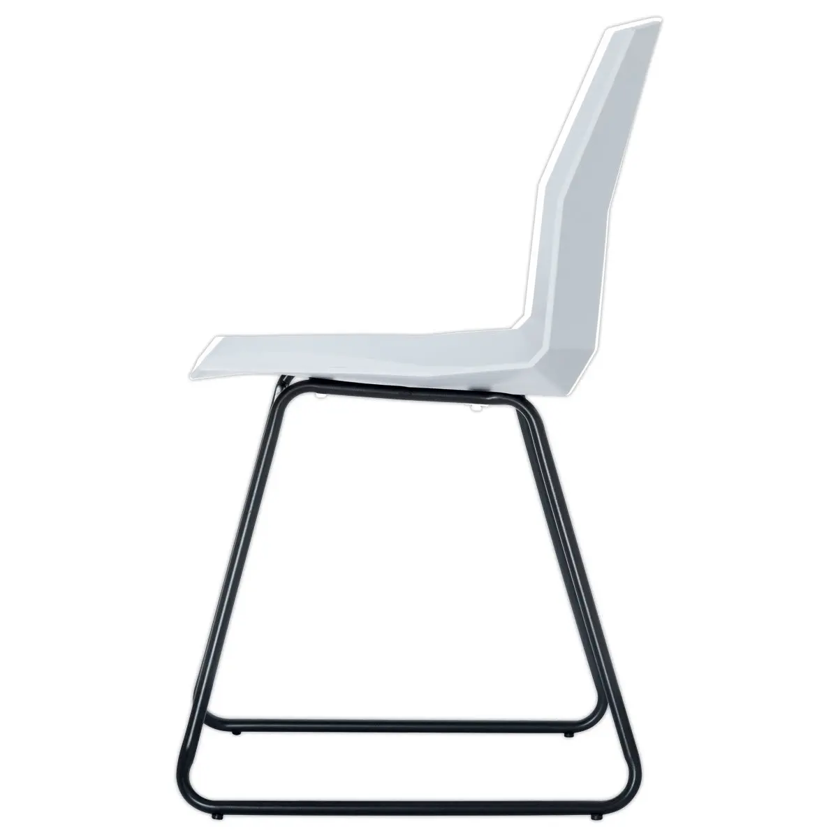 2 Chaises cube pieds trapèze noirs assise blanche