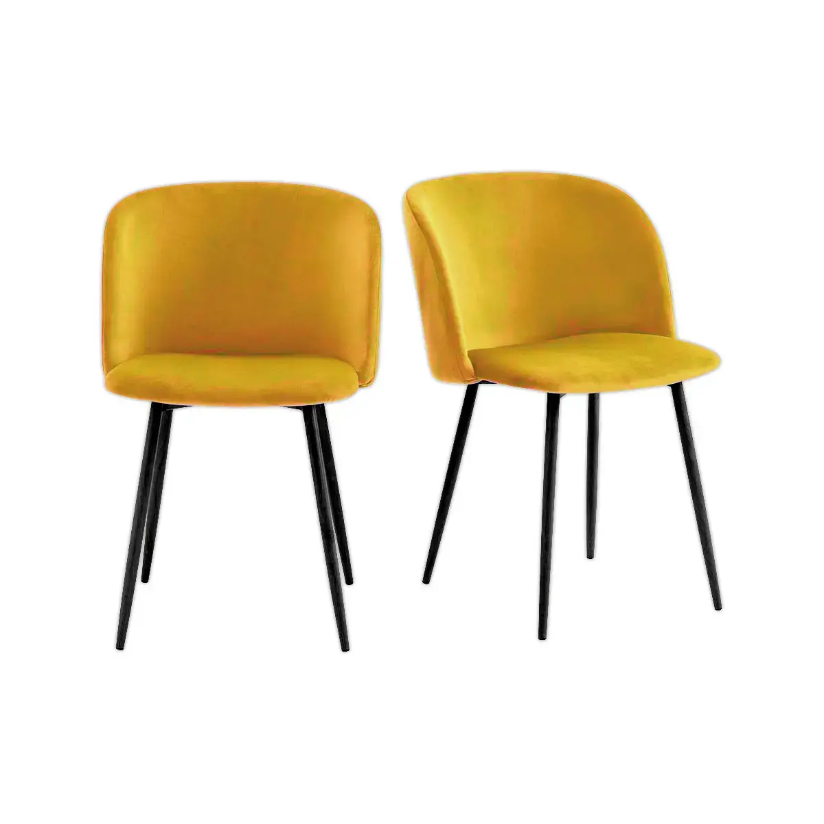 2 Fauteuils Must Pieds noirs assise jaune 