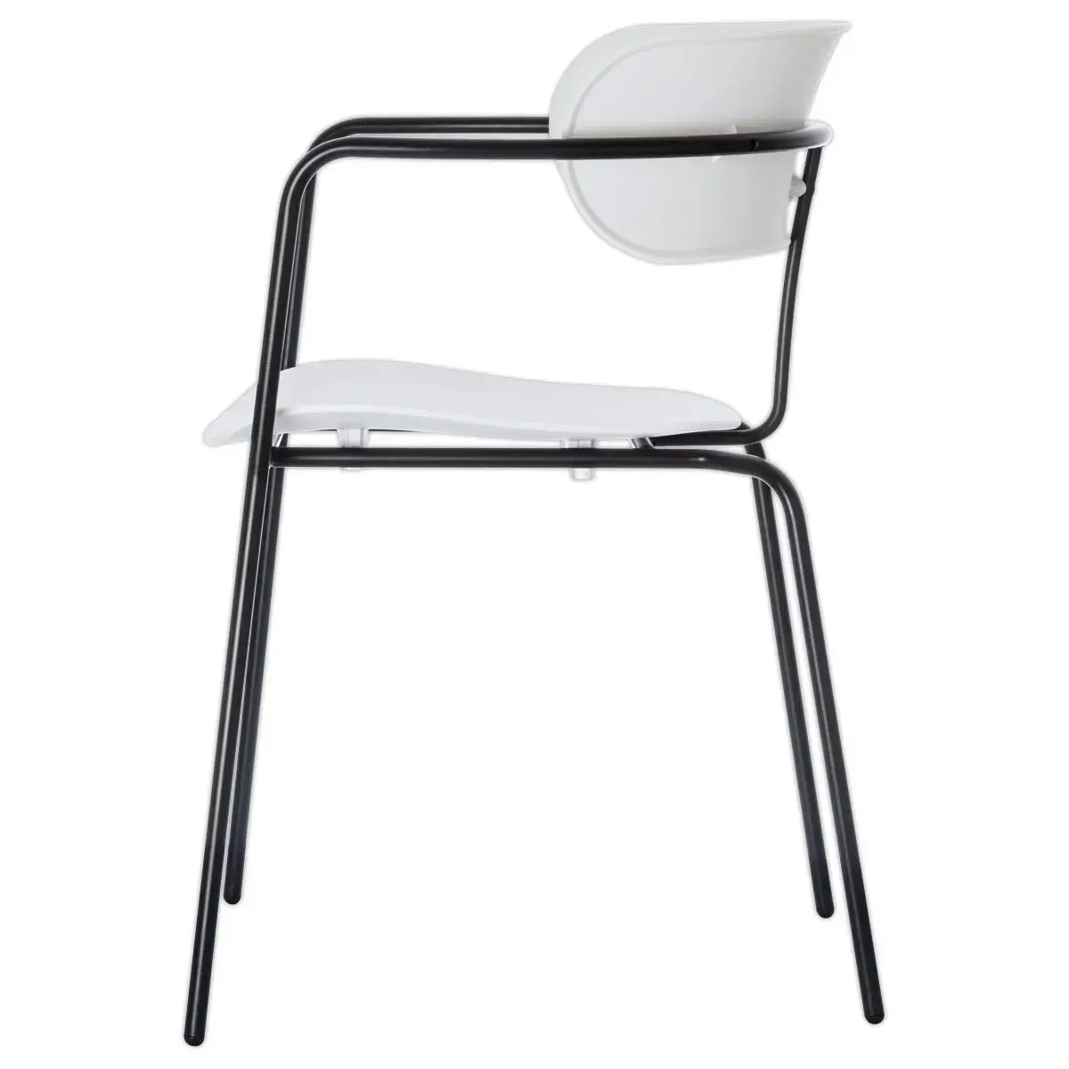 2 Chaises bistro pieds noirs assise blanche mont&eacute;es 
