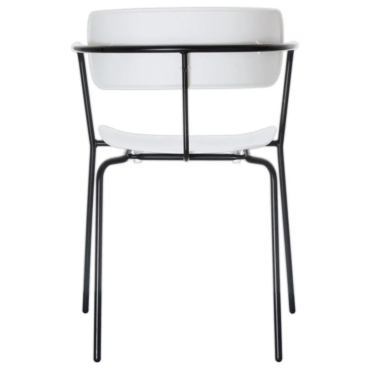 2 Chaises bistro pieds noirs assise blanche mont&eacute;es 