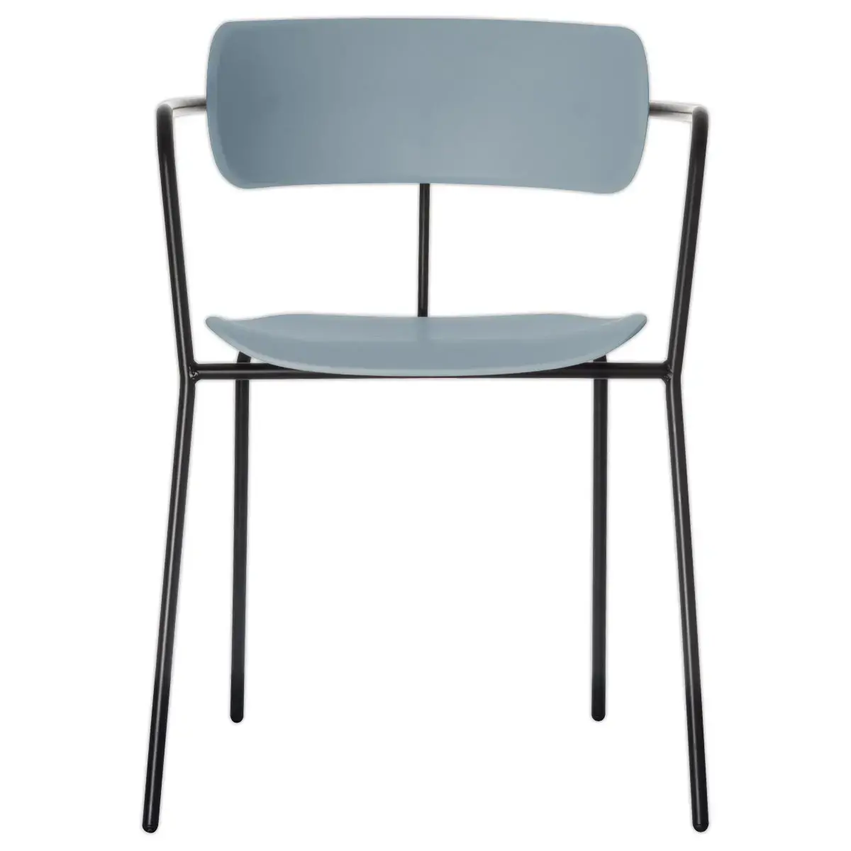 2 Chaises bistro pieds noirs assise bleue mont&eacute;es 