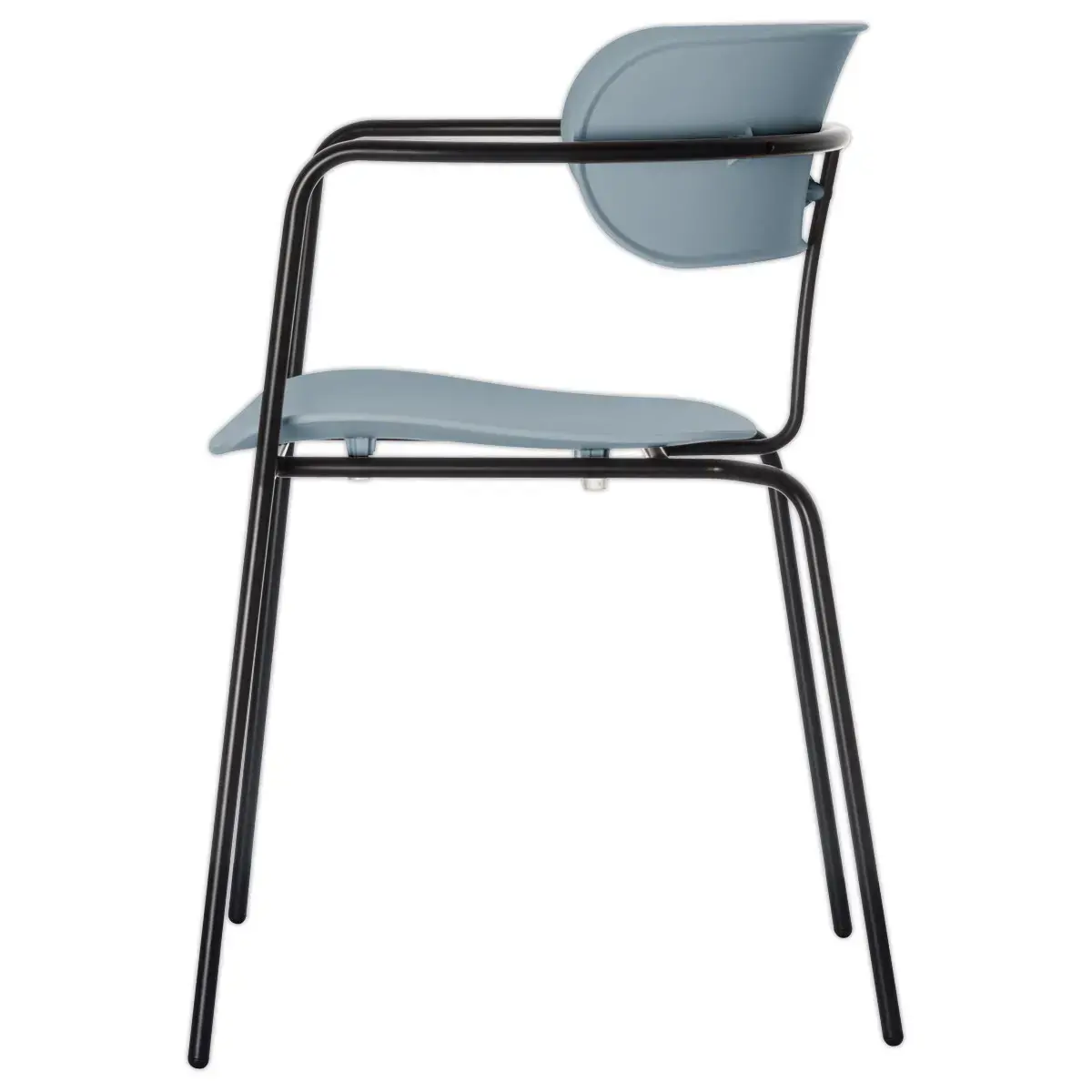 2 Chaises bistro pieds noirs assise bleue mont&eacute;es 