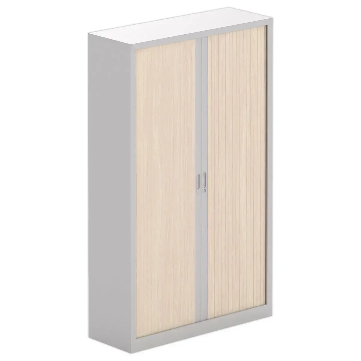 Armoire haute &agrave; rideaux - 198 x 120 cm - Alu/acacia clair 